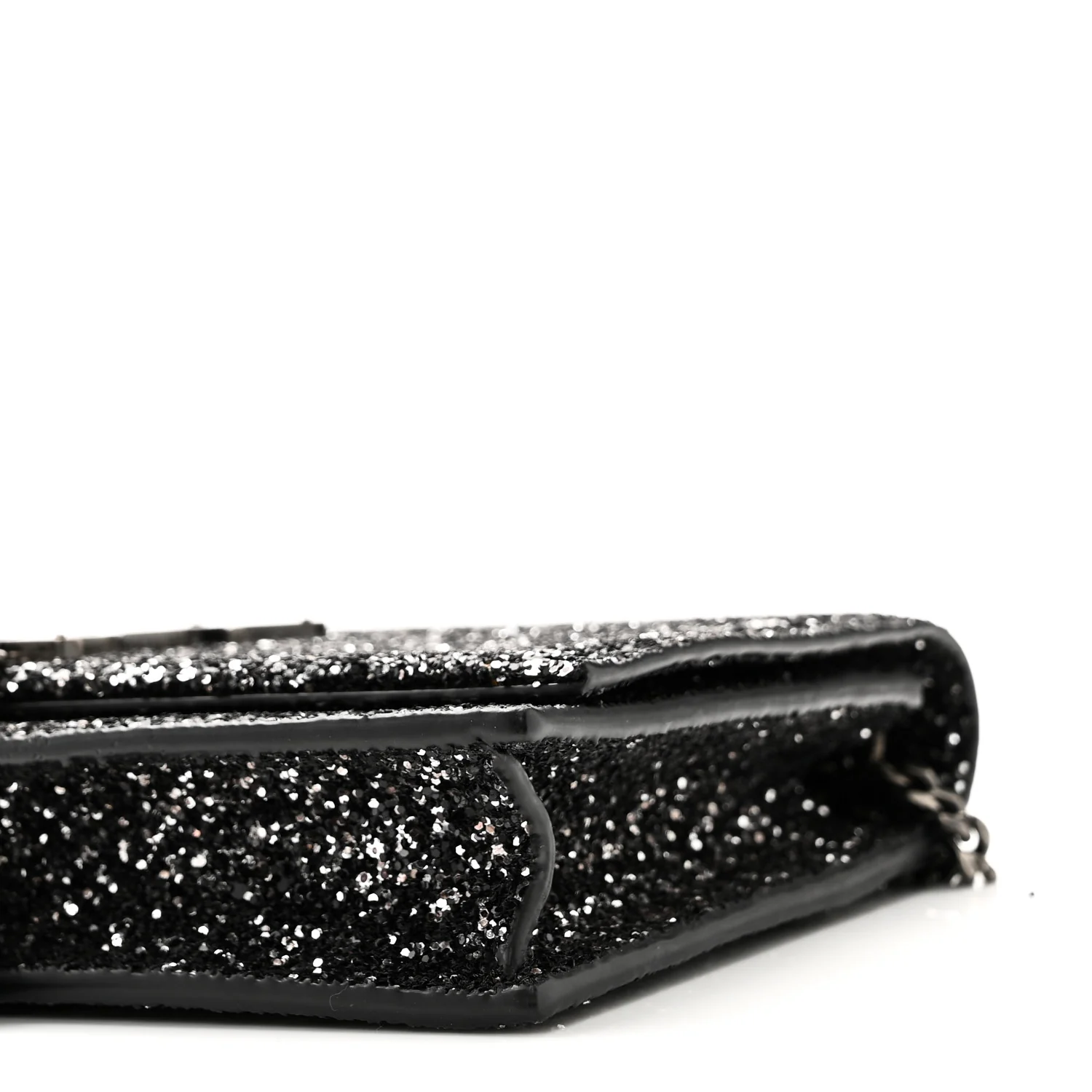 Metallic Glitter Classic Monogram Kate Tassel Chain Wallet Gun Metal Black - Image 10