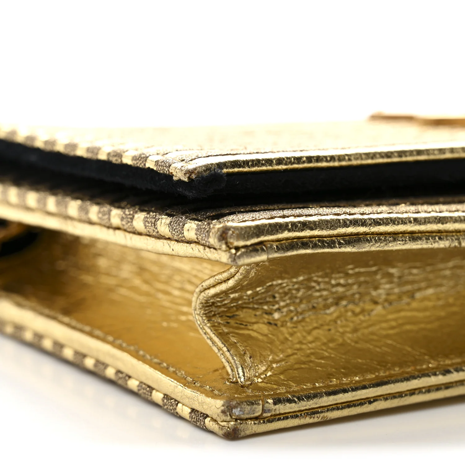 Metallic Goatskin Lambskin Classic Monogram Kate Tassel Chain Wallet Gold - Image 10
