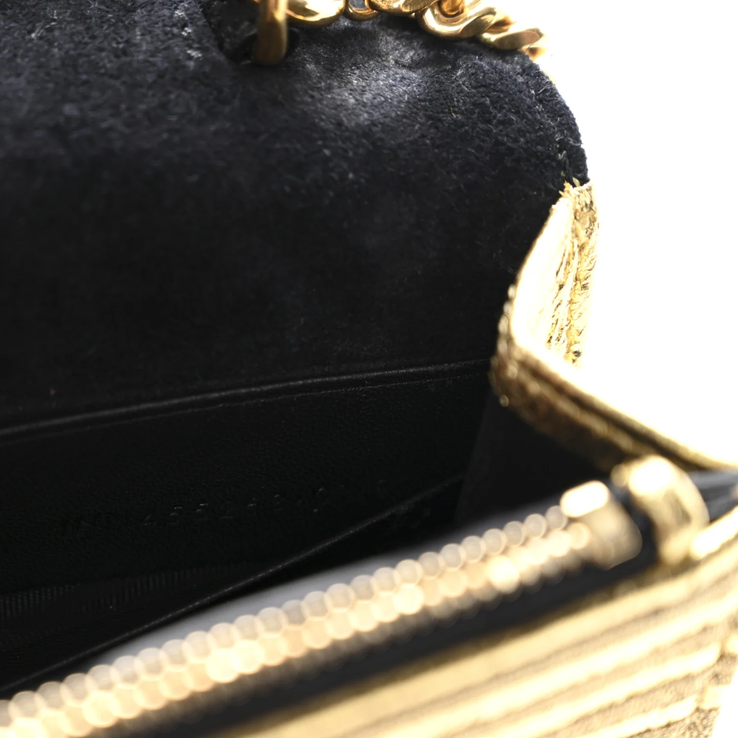 Metallic Goatskin Lambskin Classic Monogram Kate Tassel Chain Wallet Gold - Image 8
