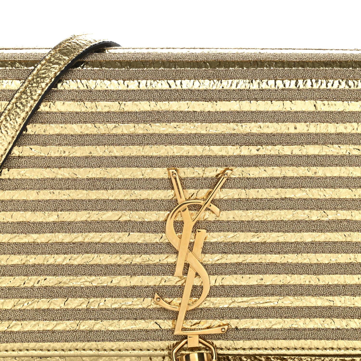 Metallic Goatskin Lambskin Classic Monogram Kate Tassel Chain Wallet Gold - Image 9