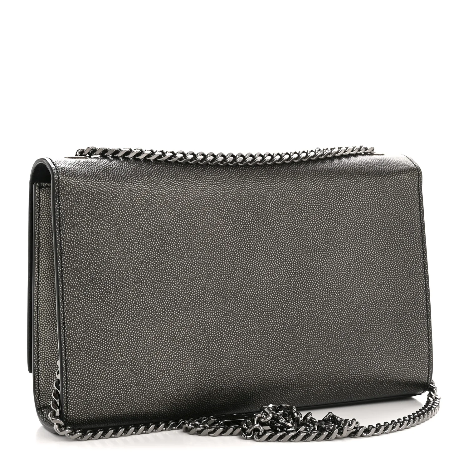 Metallic Grain De Poudre Medium Classic Monogram Kate Satchel Dark Lead - Image 3