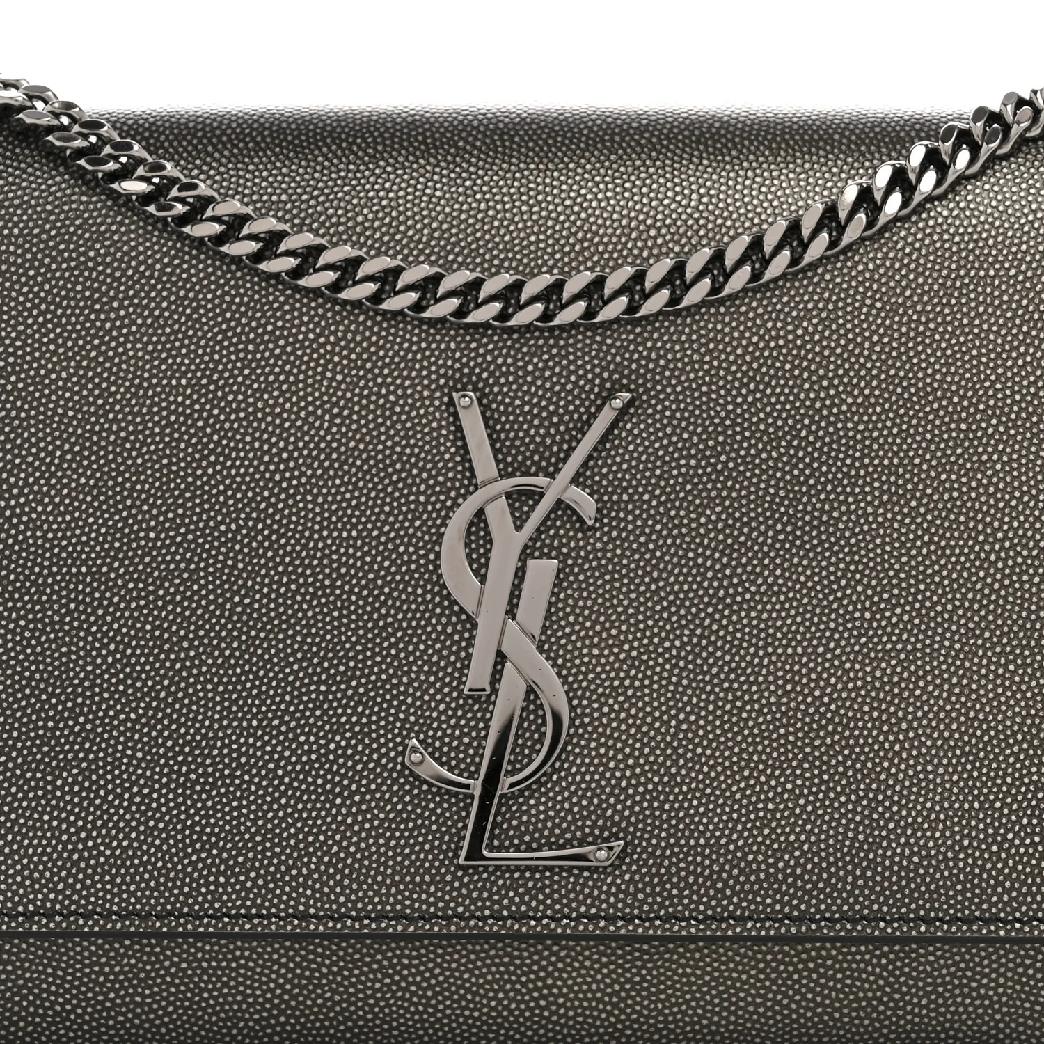 Metallic Grain De Poudre Medium Classic Monogram Kate Satchel Dark Lead - Image 8