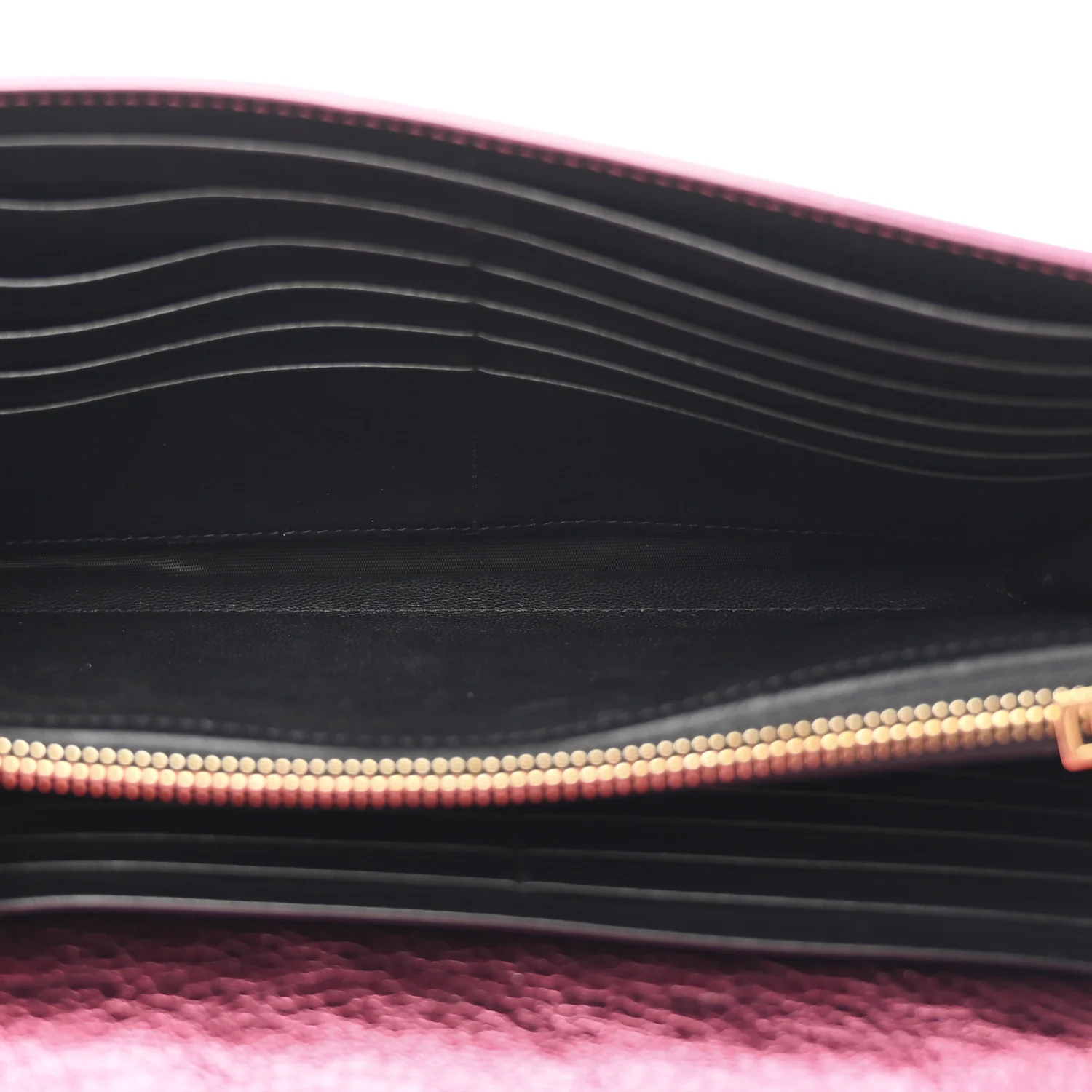 Metallic Grained Calfskin Classic Letters Chain Wallet New Pink - Image 5
