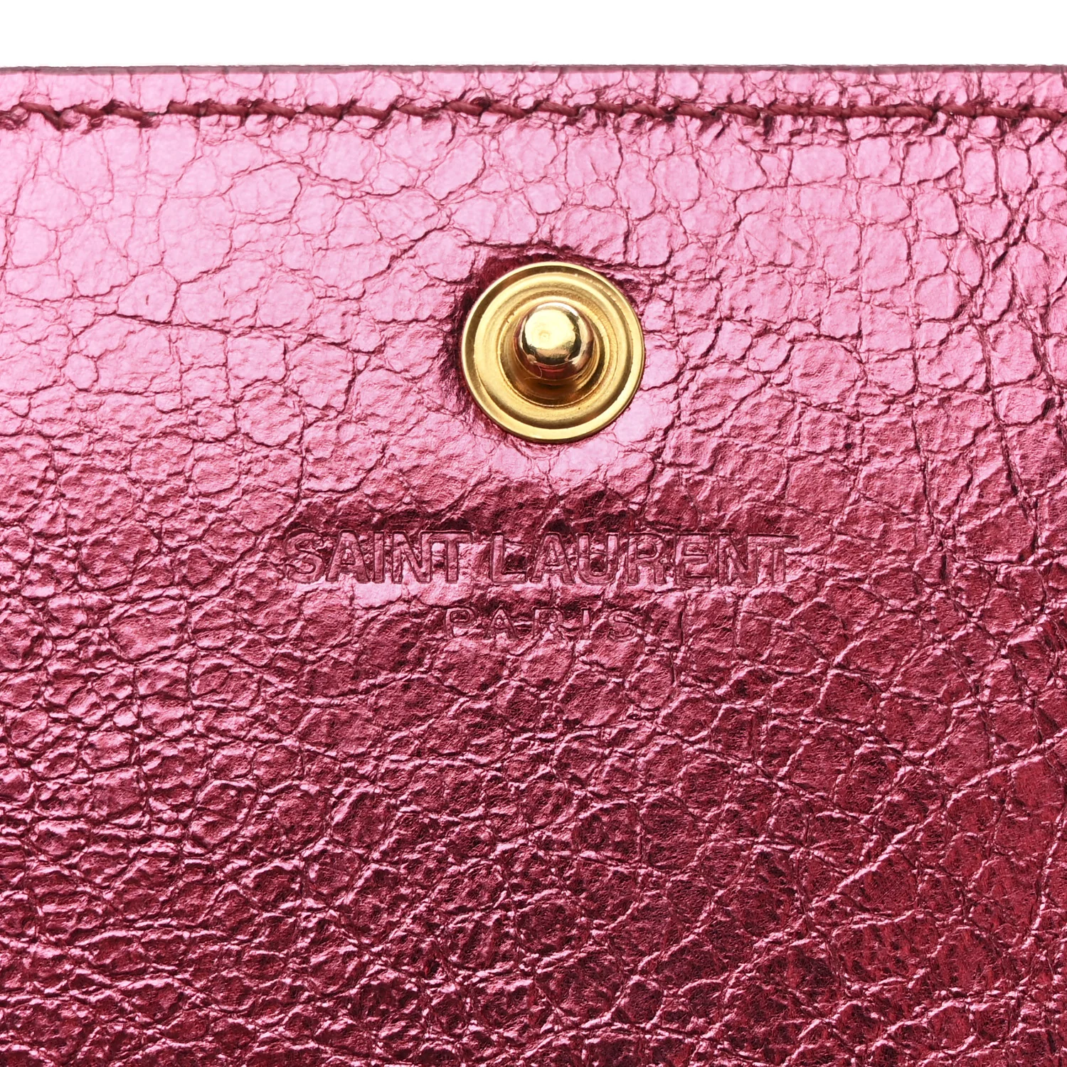 Metallic Grained Calfskin Classic Letters Chain Wallet New Pink - Image 6