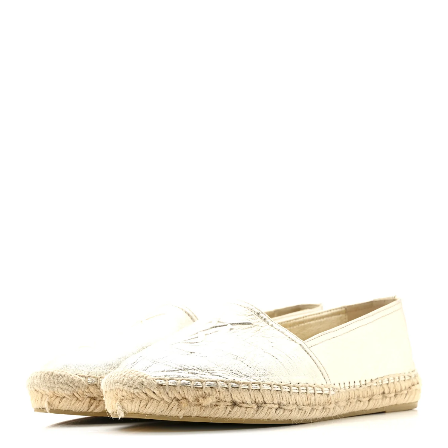Metallic Lambskin Monogram Espadrilles 38 Platino - Image 3