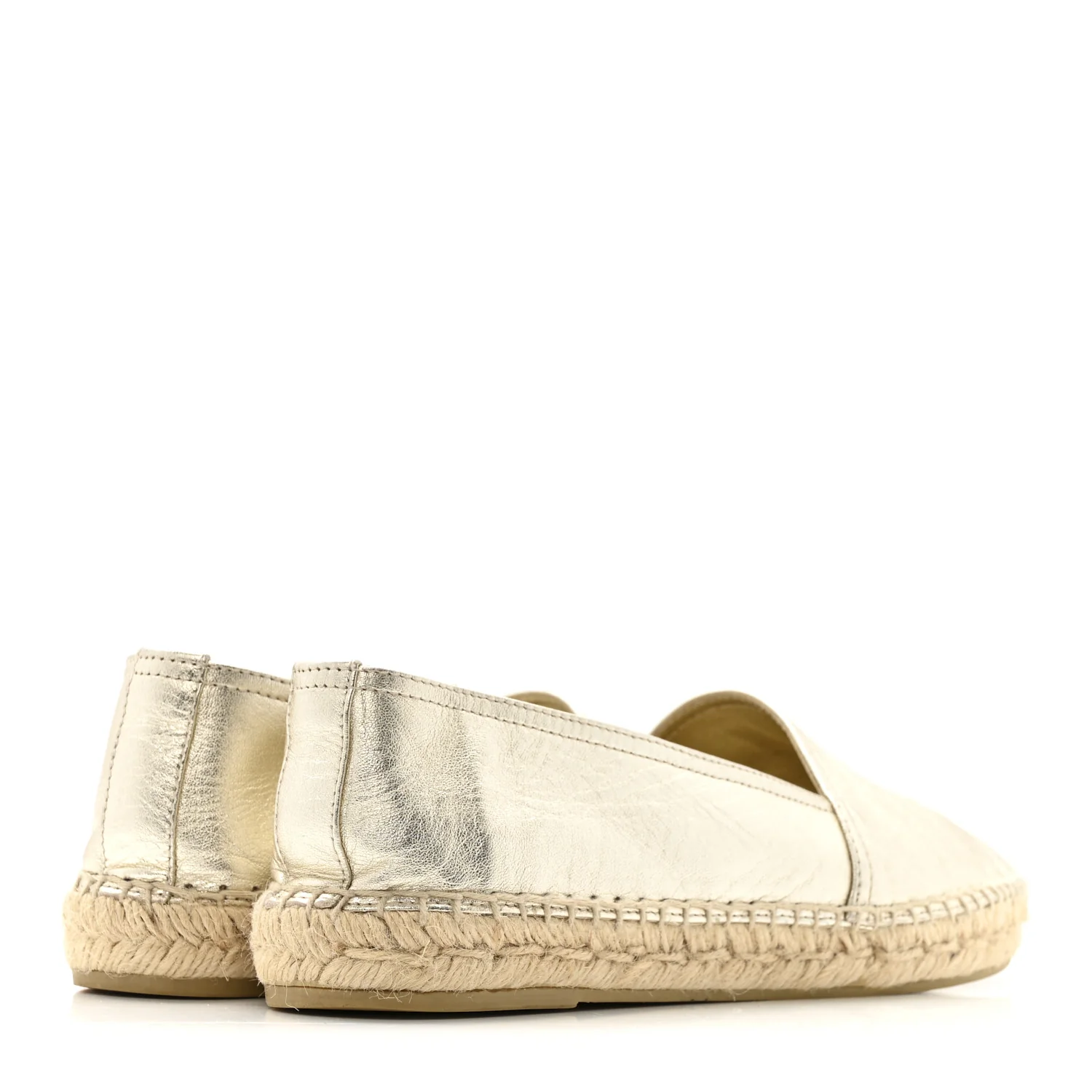 Metallic Lambskin Monogram Espadrilles 38 Platino - Image 4
