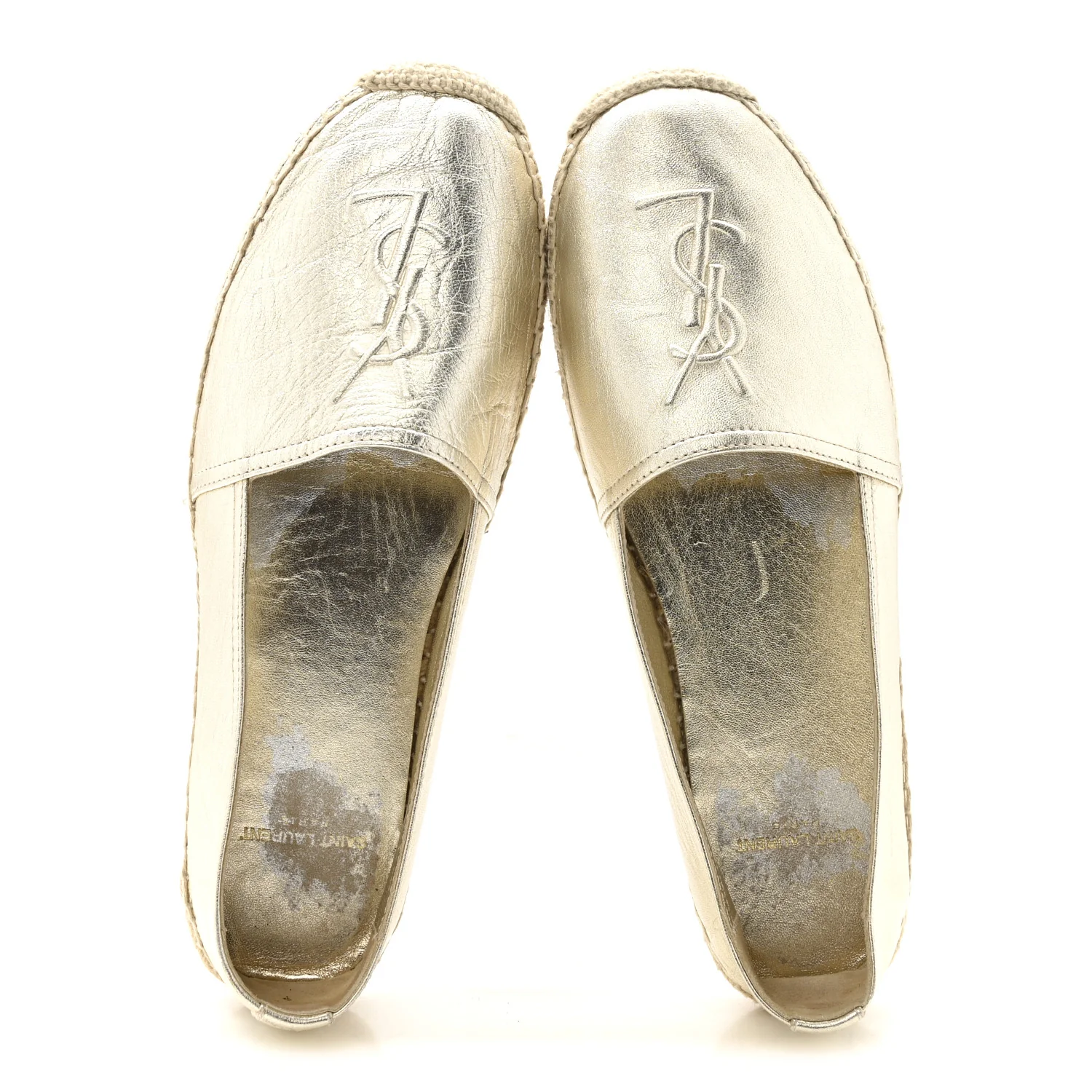 Metallic Lambskin Monogram Espadrilles 38 Platino - Image 5