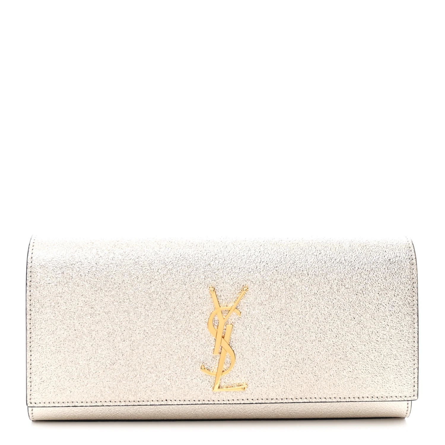 Metallic Textured Calfskin Classic Monogram Cassandre Clutch Pale Gold