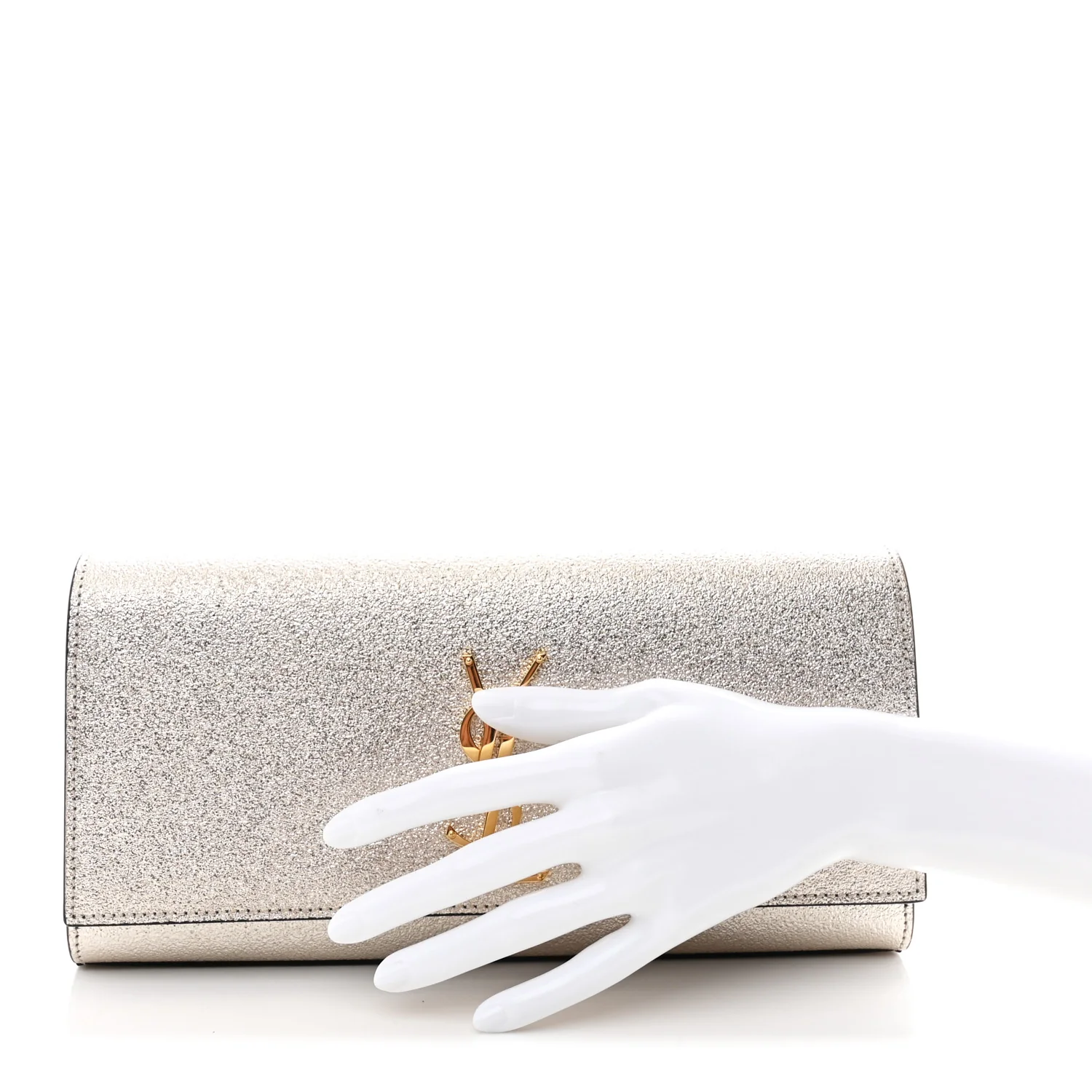 Metallic Textured Calfskin Classic Monogram Cassandre Clutch Pale Gold - Image 2