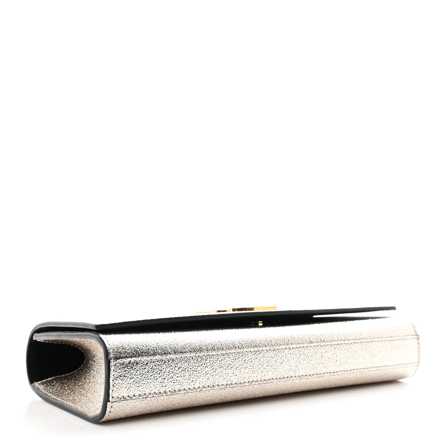 Metallic Textured Calfskin Classic Monogram Cassandre Clutch Pale Gold - Image 4