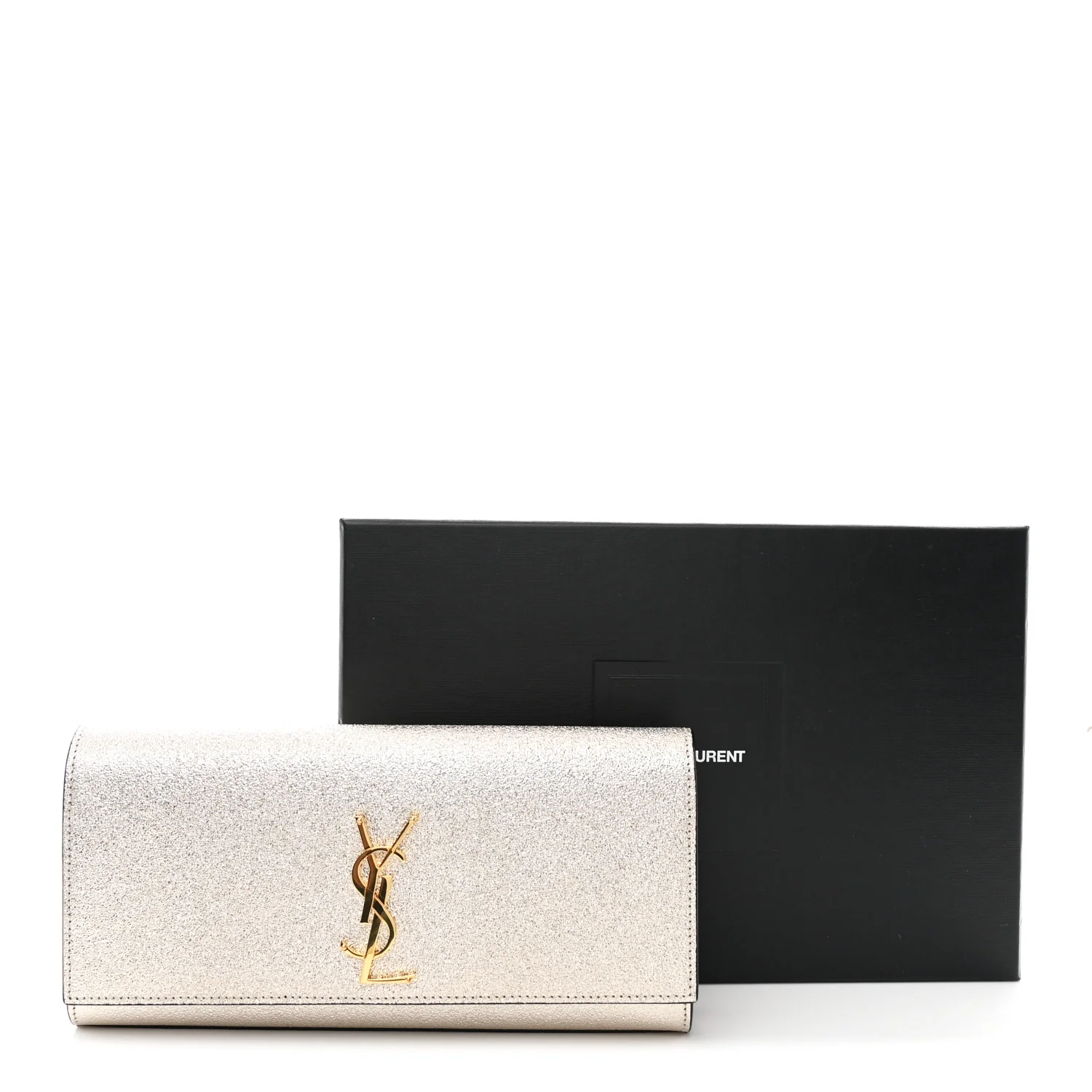 Metallic Textured Calfskin Classic Monogram Cassandre Clutch Pale Gold - Image 8