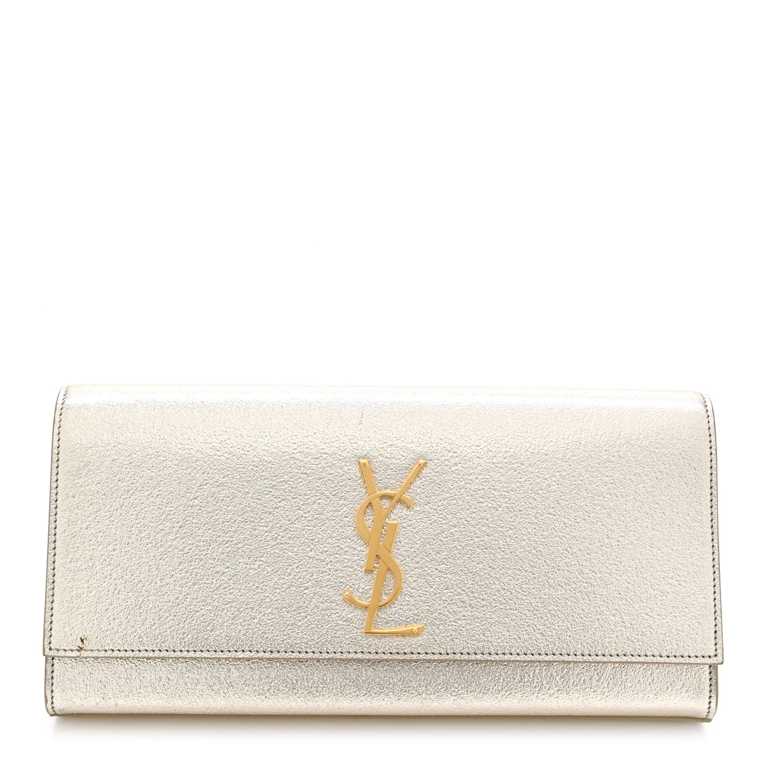 Metallic Textured Calfskin Classic Monogram Cassandre Clutch Pale Gold