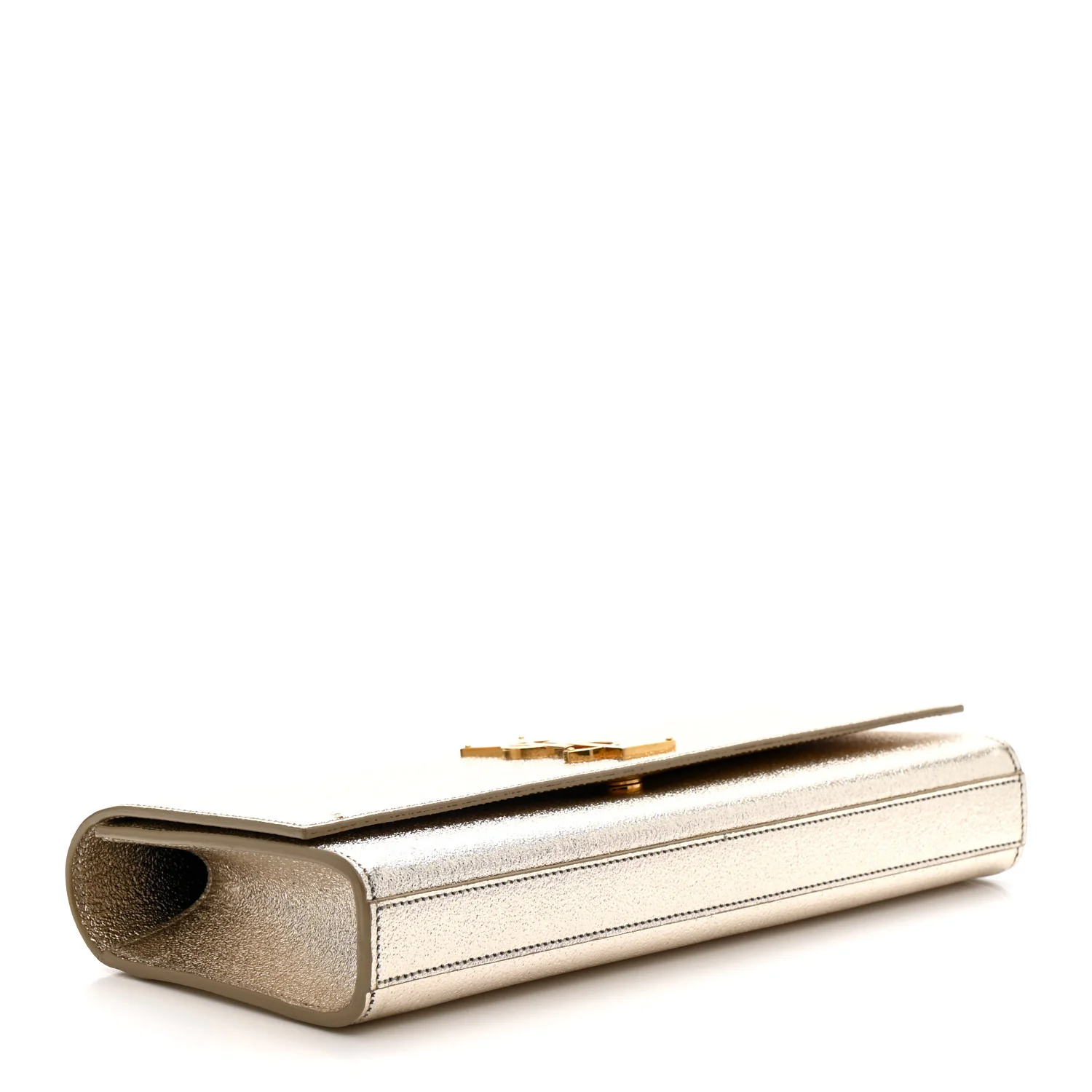 Metallic Textured Calfskin Classic Monogram Cassandre Clutch Pale Gold - Image 4