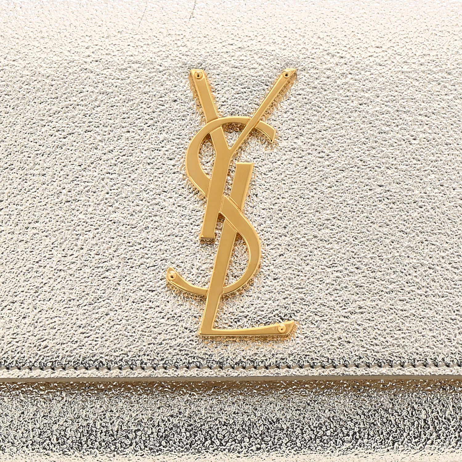Metallic Textured Calfskin Classic Monogram Cassandre Clutch Pale Gold - Image 7