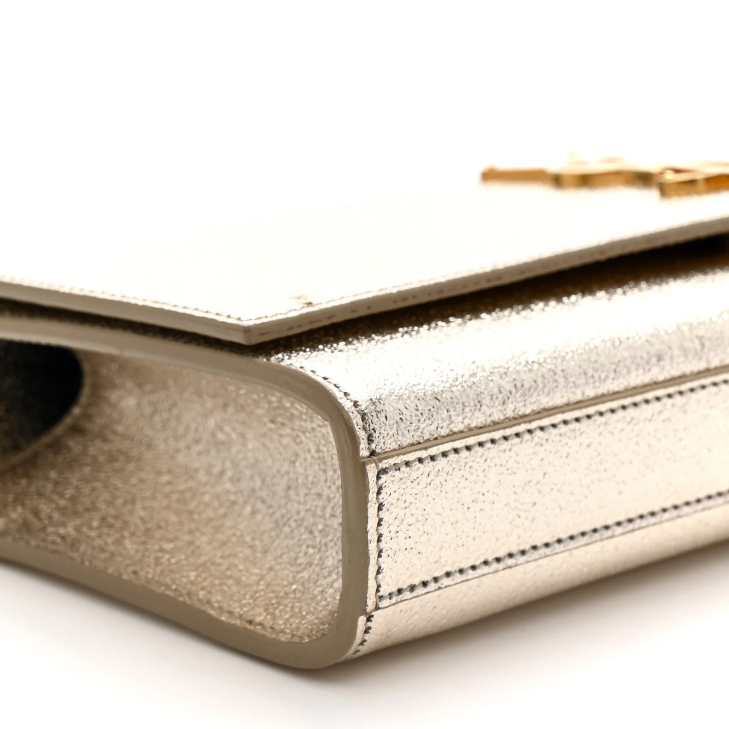 Metallic Textured Calfskin Classic Monogram Cassandre Clutch Pale Gold - Image 8