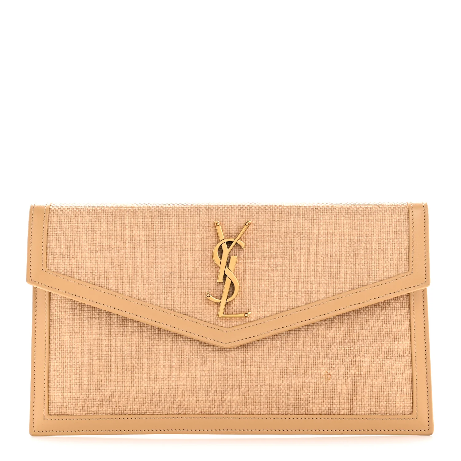 Micro Raffia Uptown Pouch Natural Hay Blush