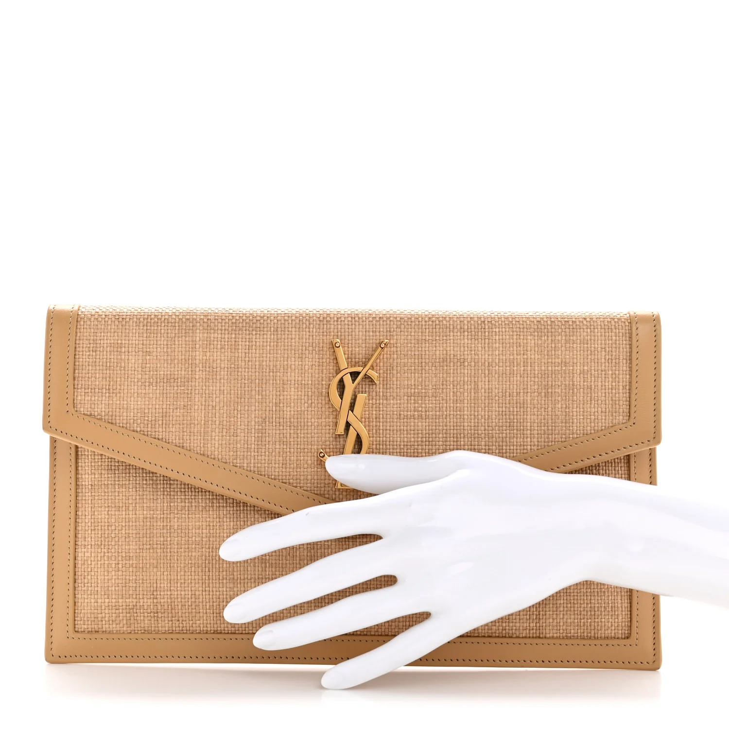 Micro Raffia Uptown Pouch Natural Hay Blush - Image 2