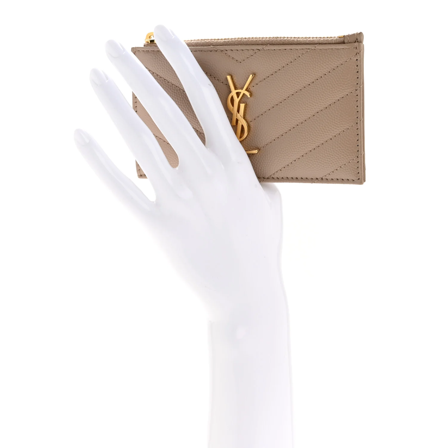 Monogram Grain de Poudre 5 Fragments Zip Pouch Card Holder Dark Beige - Image 2