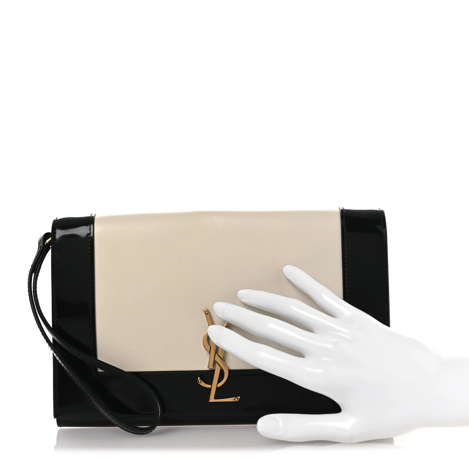 Nappa Patent Calfskin Two-Toned Monogram Pouch Alabastro Black - Image 2