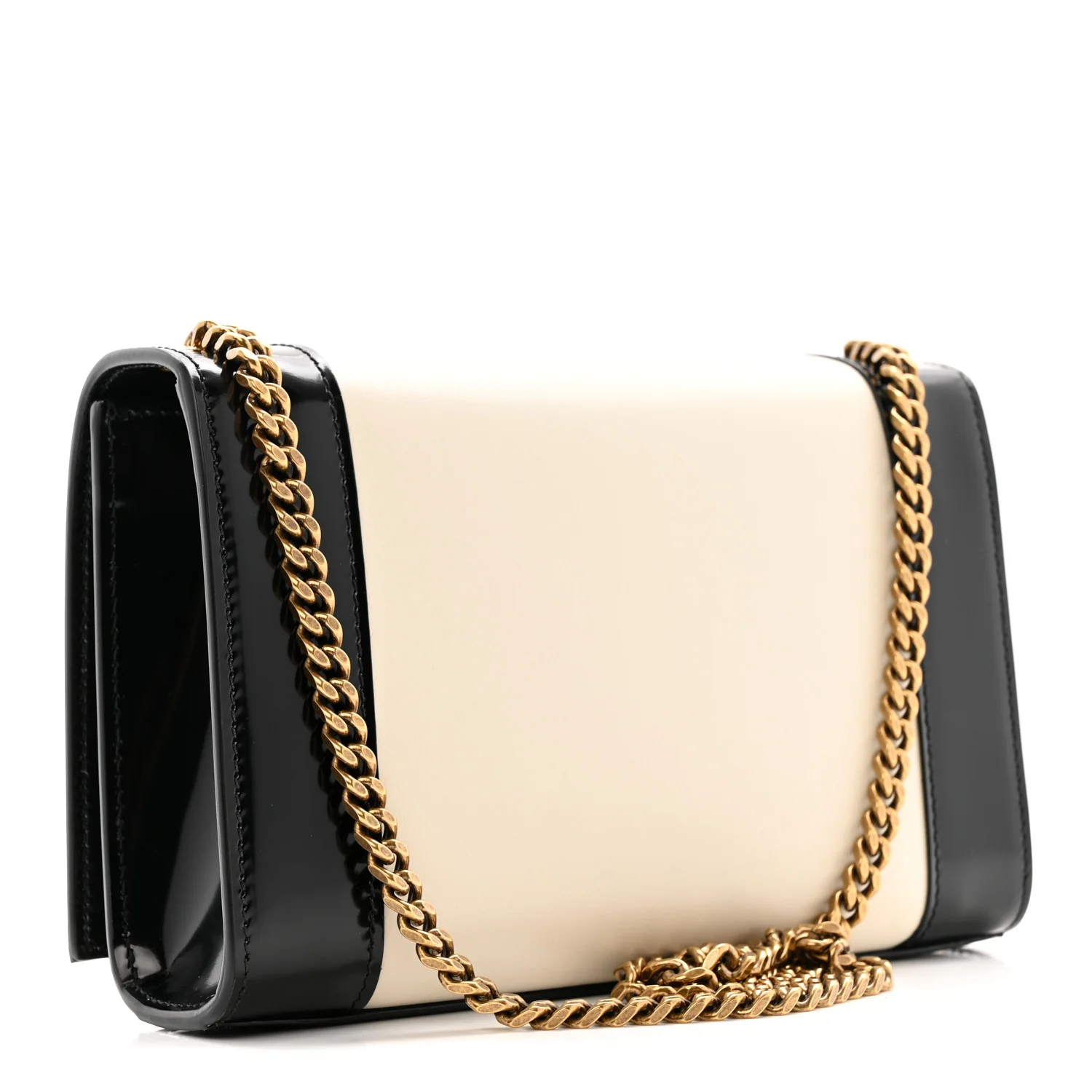 Nappa Patent Calfskin Two-Toned Small Monogram Kate Satchel Alabastro Black - Image 3