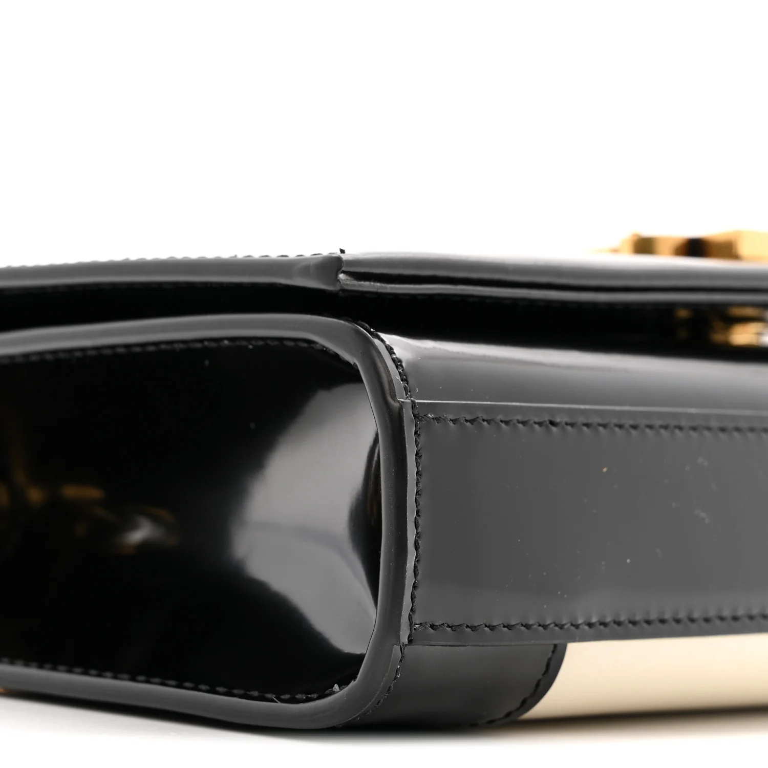 Nappa Patent Calfskin Two-Toned Small Monogram Kate Satchel Alabastro Black - Image 9