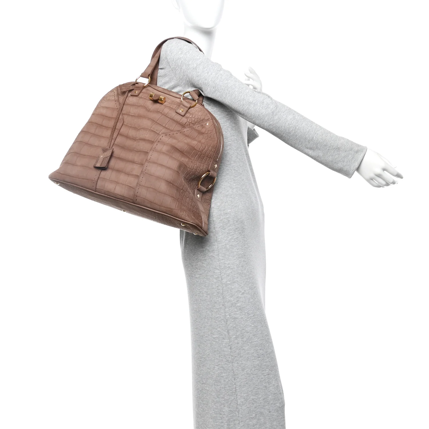 Nubuck Croc Embossed Oversized Muse Beige - Image 2