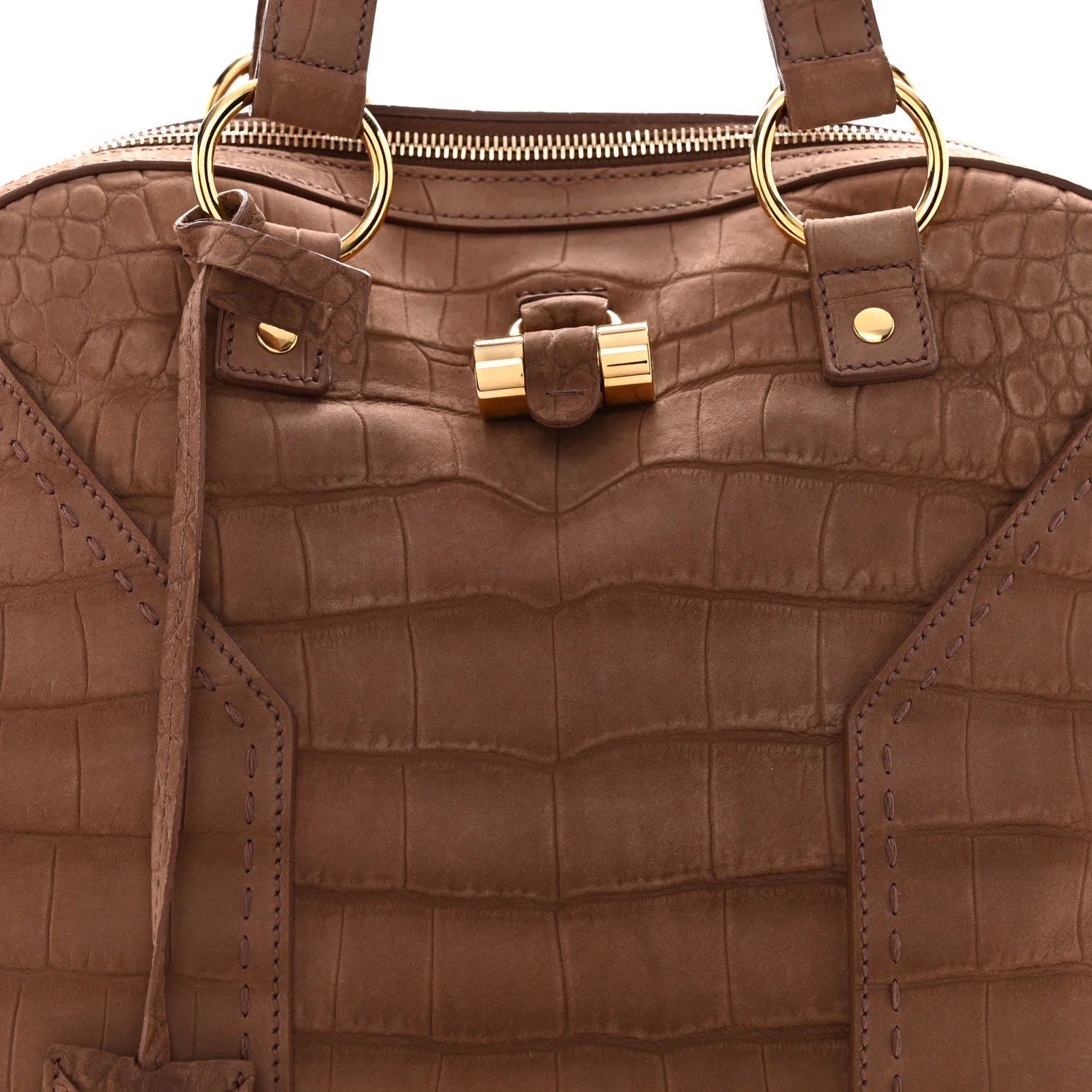 Nubuck Croc Embossed Oversized Muse Beige - Image 8