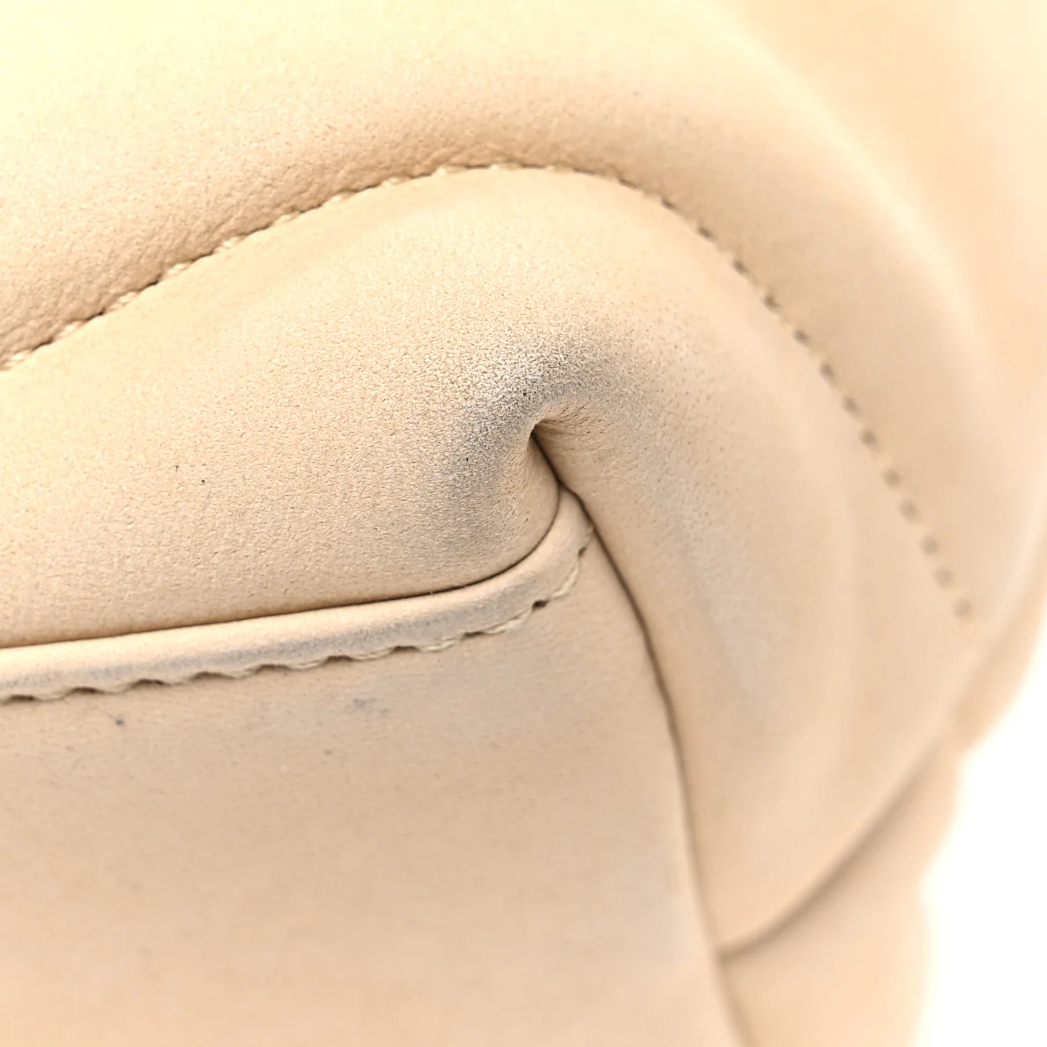 Nubuck Suede Quilted Small Loulou Puffer Monogram Chain Satchel Beige - Image 11