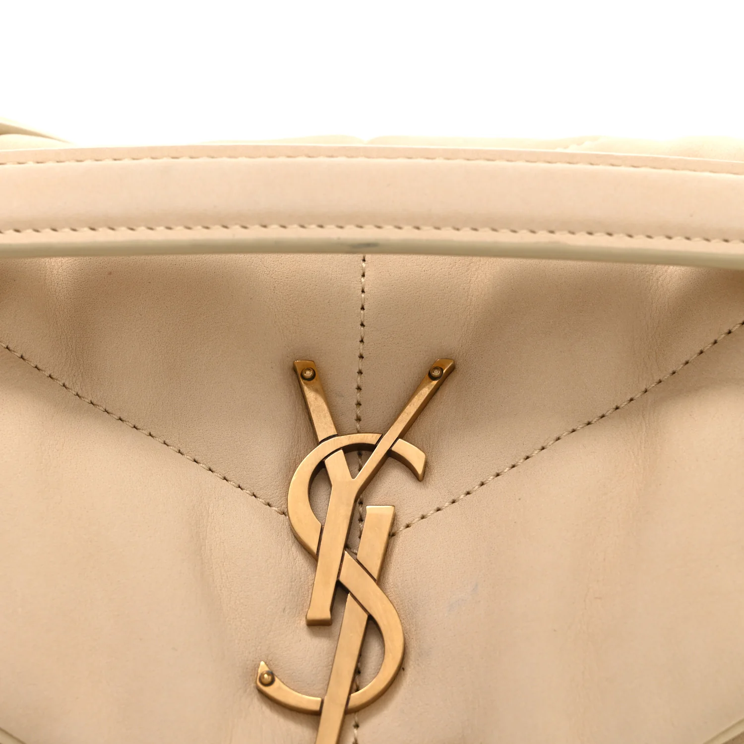 Nubuck Suede Quilted Small Loulou Puffer Monogram Chain Satchel Beige - Image 8