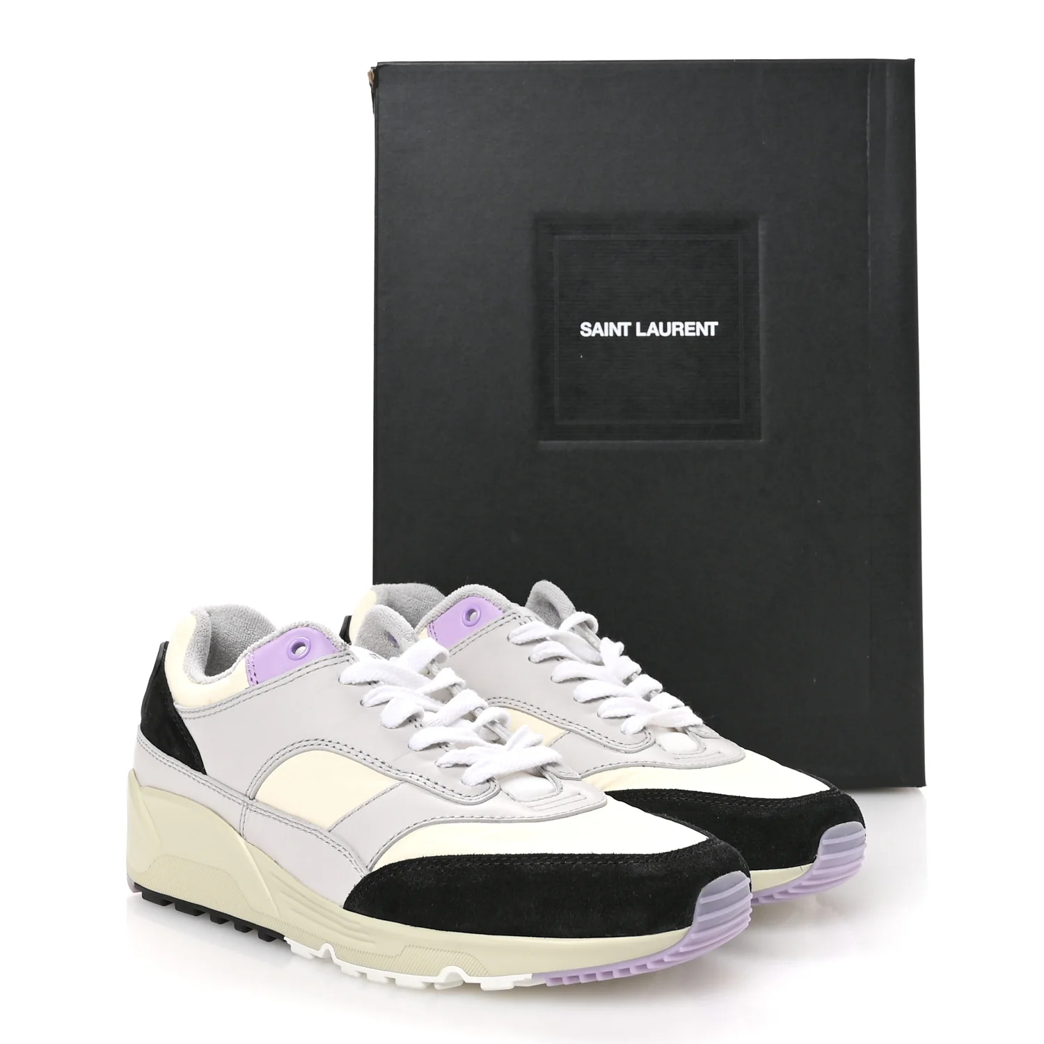 Nylon Calfskin Suede Mens Bump Low Top Sneakers 42 White Air Grey Black Lavender - Image 8