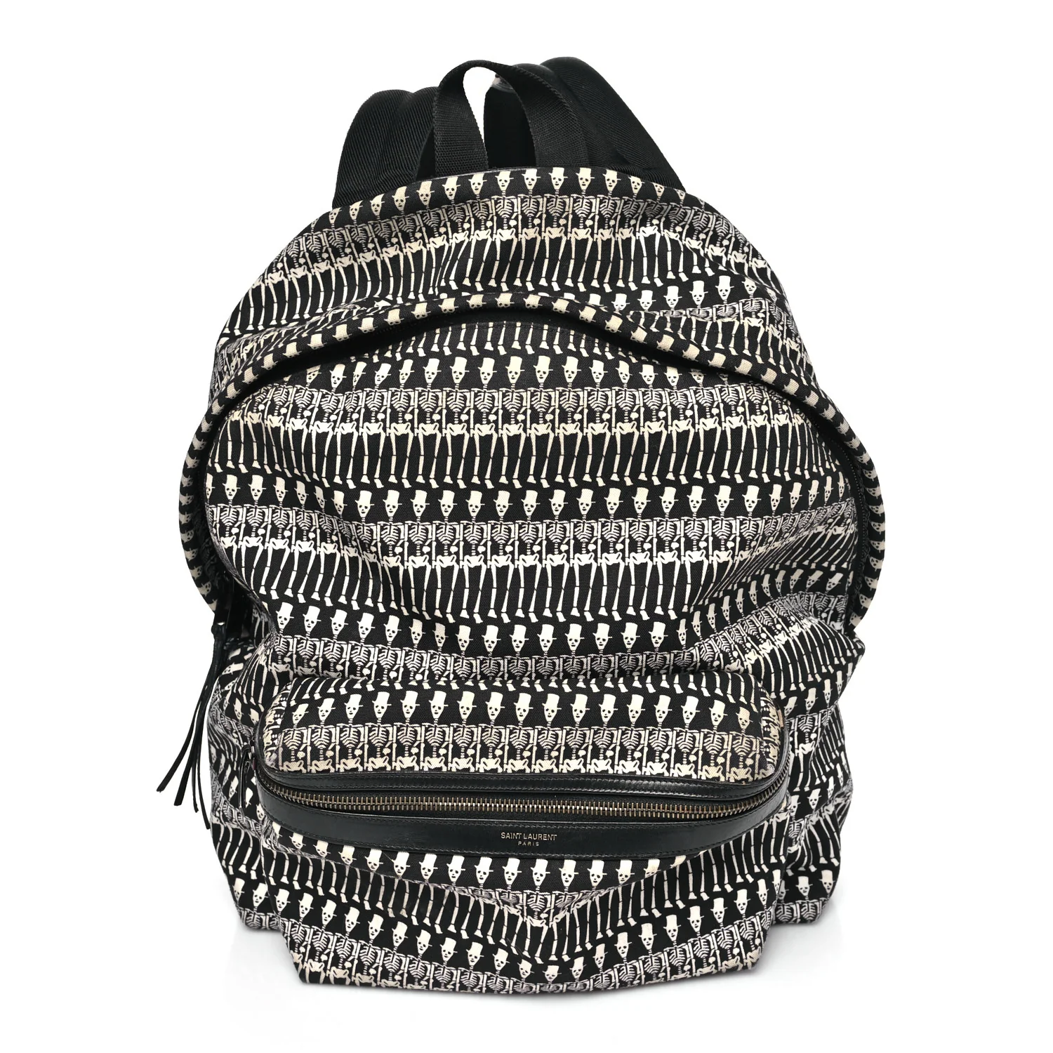Nylon City Skeleton Print Backpack Black White