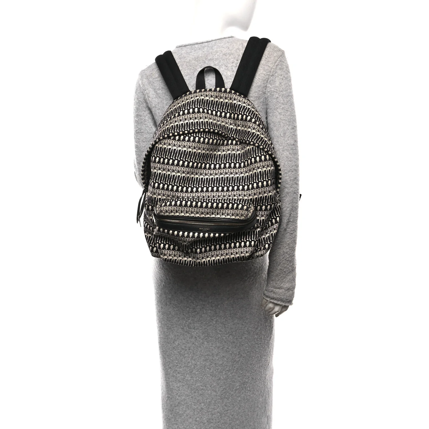 Nylon City Skeleton Print Backpack Black White - Image 2