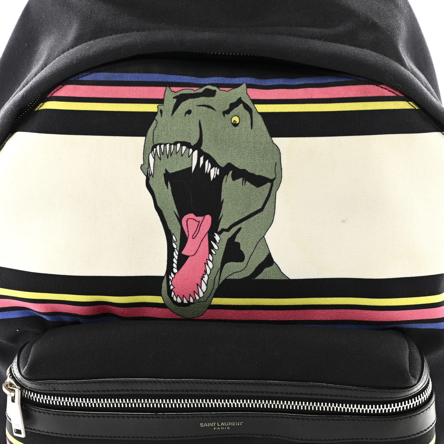 Nylon Twill Dinosaur Print City Backpack Black Multicolor - Image 7