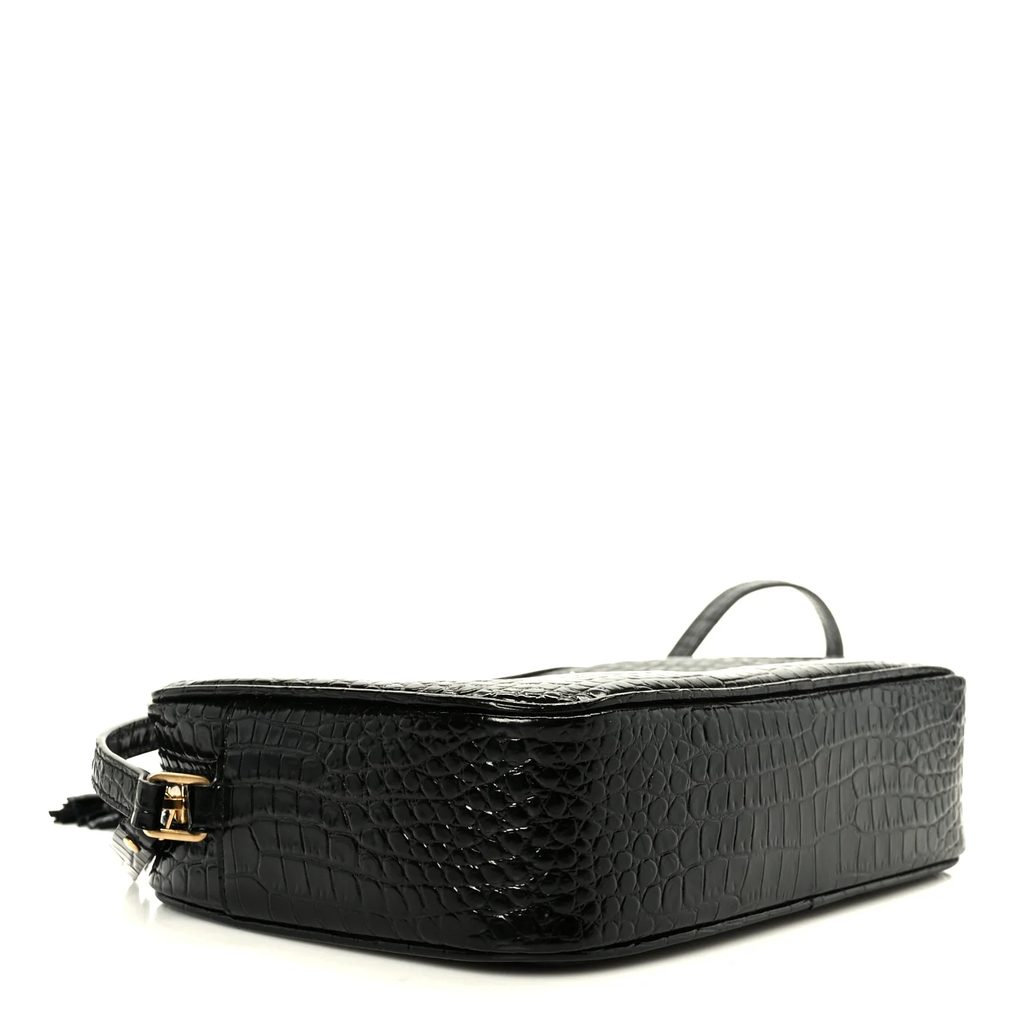 Patent Calfskin Crocodile Embossed Monogram Lou Camera Bag Black - Image 4