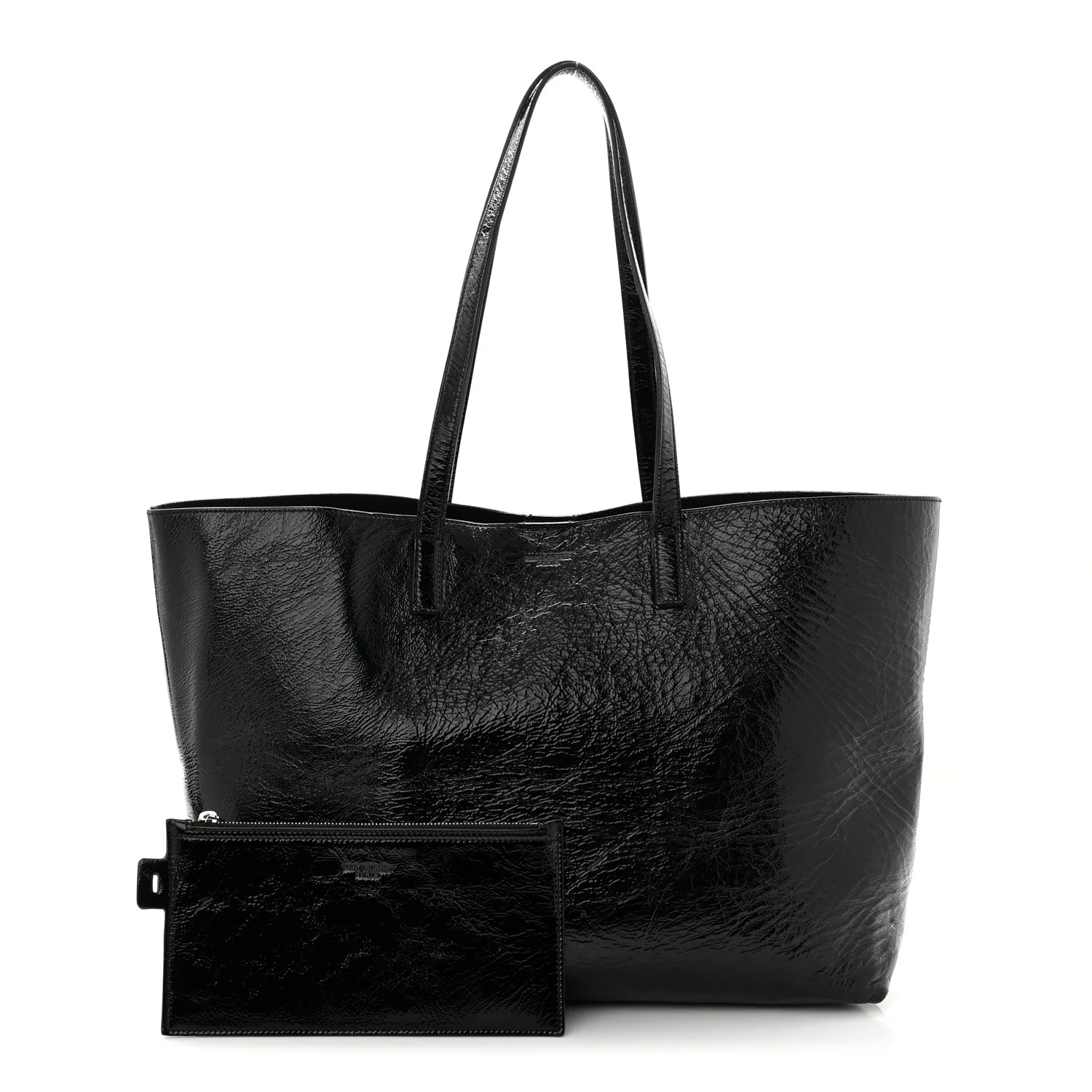 Patent Calfskin Large Shopping Tote Black - Image 4
