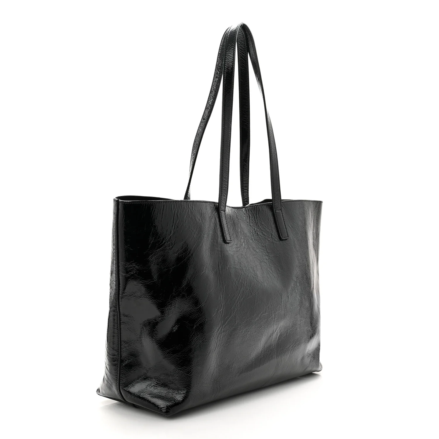 Patent Calfskin Large Shopping Tote Black - Image 6