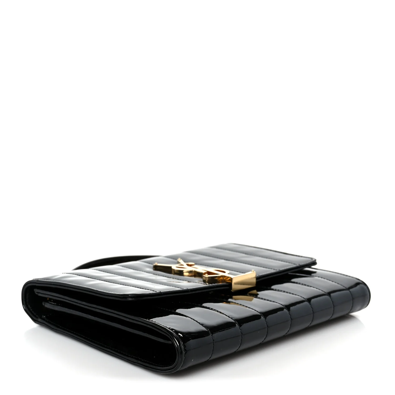 Patent Calfskin Matelasse Monogram Medium Vicky Chain Bag Black - Image 4