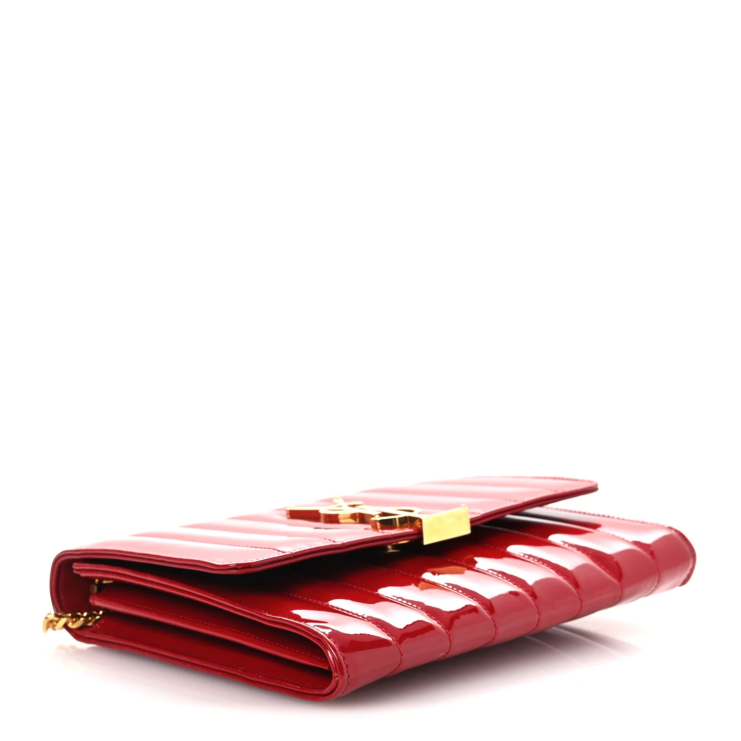 Patent Calfskin Matelasse Vicky Chain Wallet Rouge Eros - Image 4