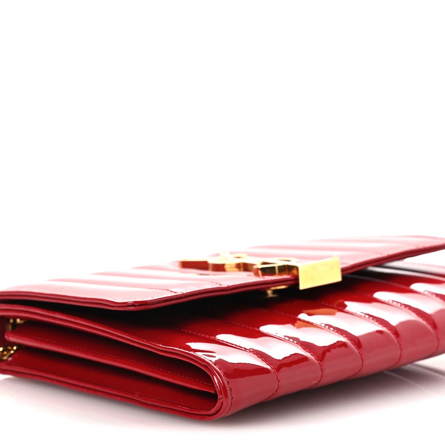 Patent Calfskin Matelasse Vicky Chain Wallet Rouge Eros - Image 8