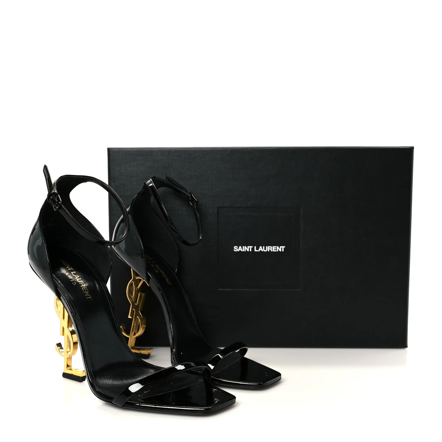 Patent Calfskin Opyum 110 Sandals 39.5 Black Gold - Image 10