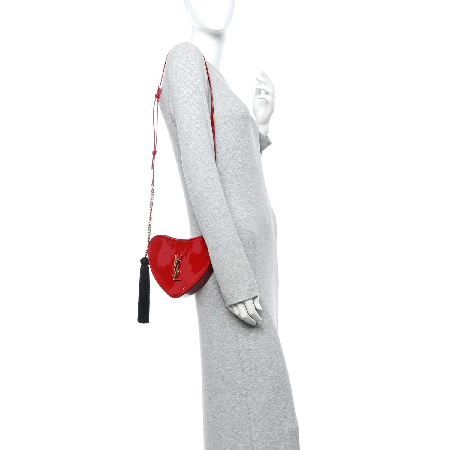 Patent Heart Monogram Crossbody Red - Image 2