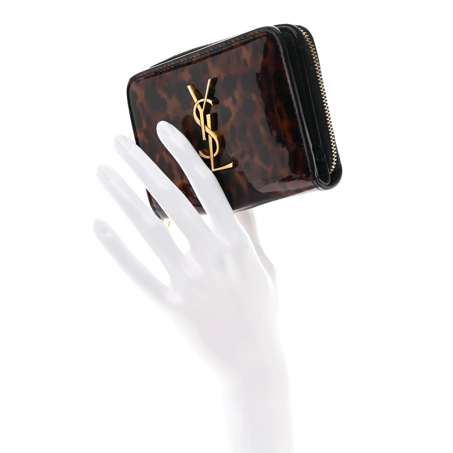 Patent Tartarugato Monogram Compact Wallet Brown - Image 2