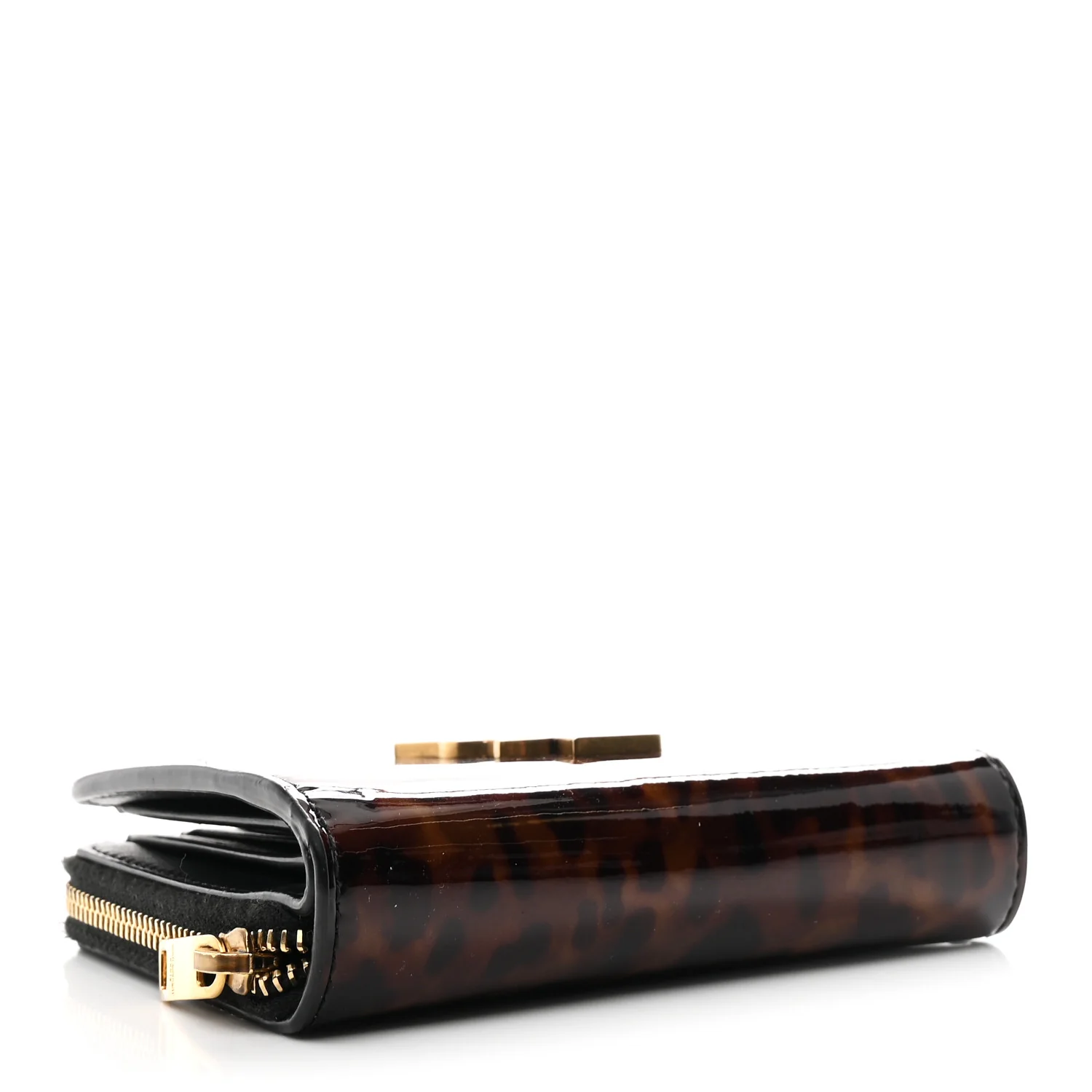 Patent Tartarugato Monogram Compact Wallet Brown - Image 4