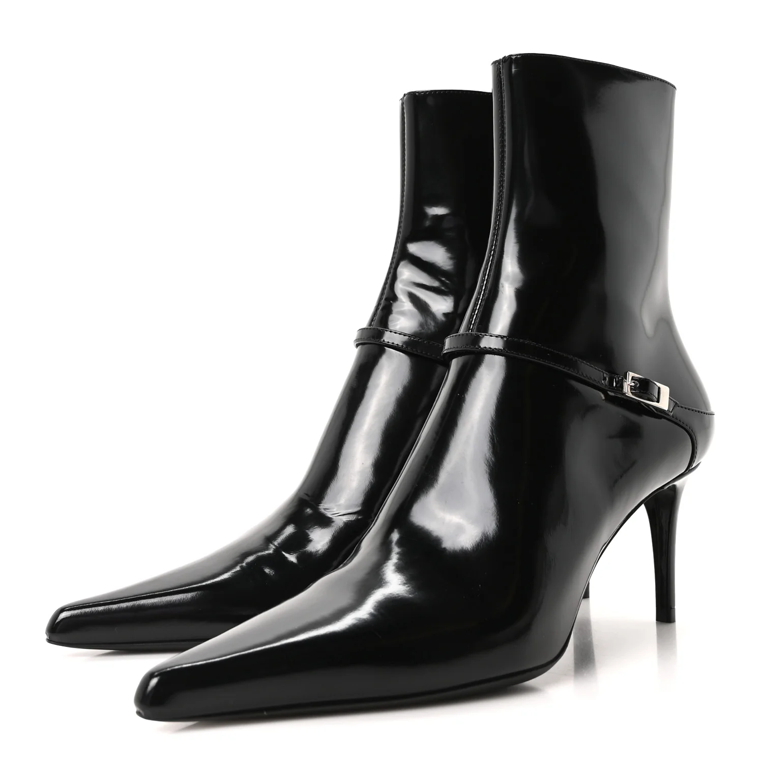 Patent Vendome Buckle Ankle Booties 37 Black - Image 4