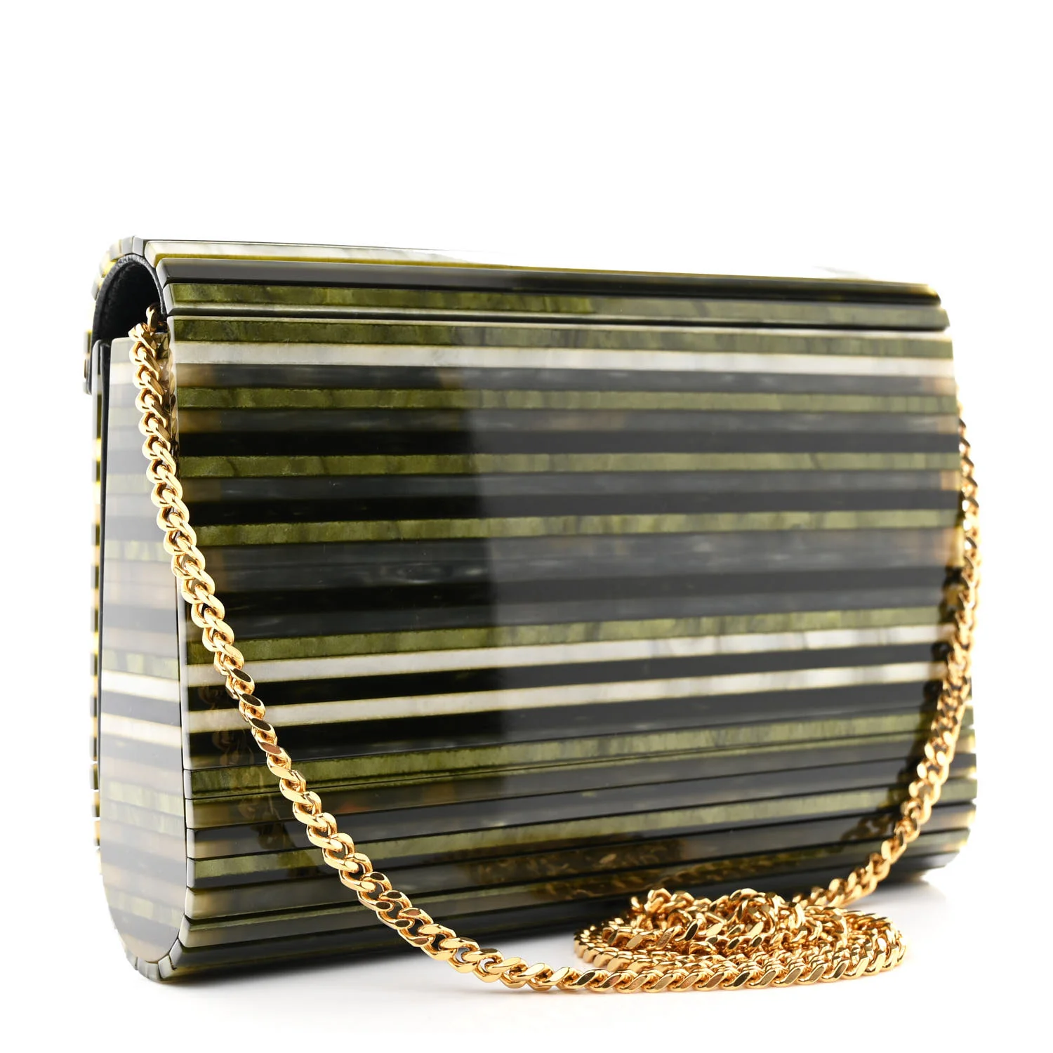 Plexiglass Monogram Vicky Minaudiere Clutch Green Multicolor - Image 3