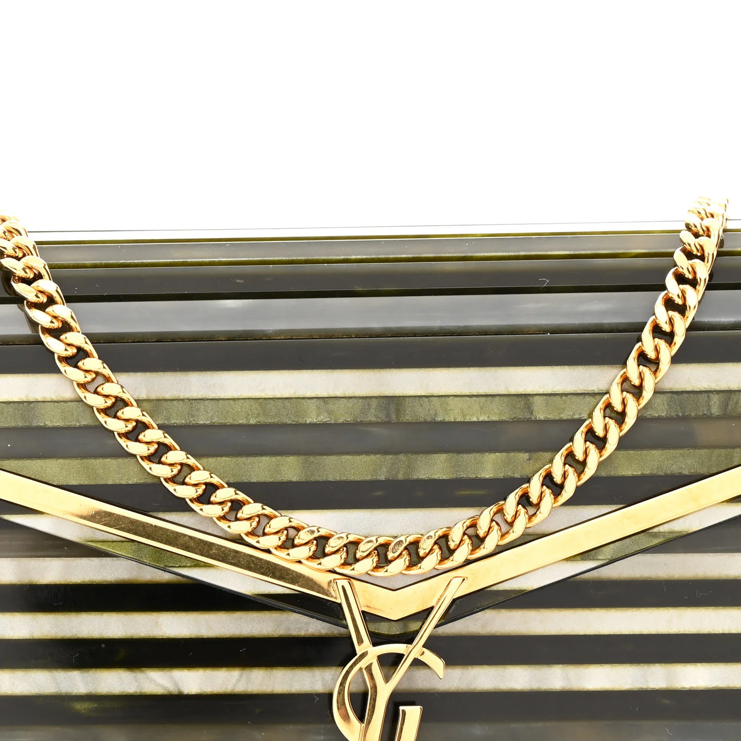 Plexiglass Monogram Vicky Minaudiere Clutch Green Multicolor - Image 8