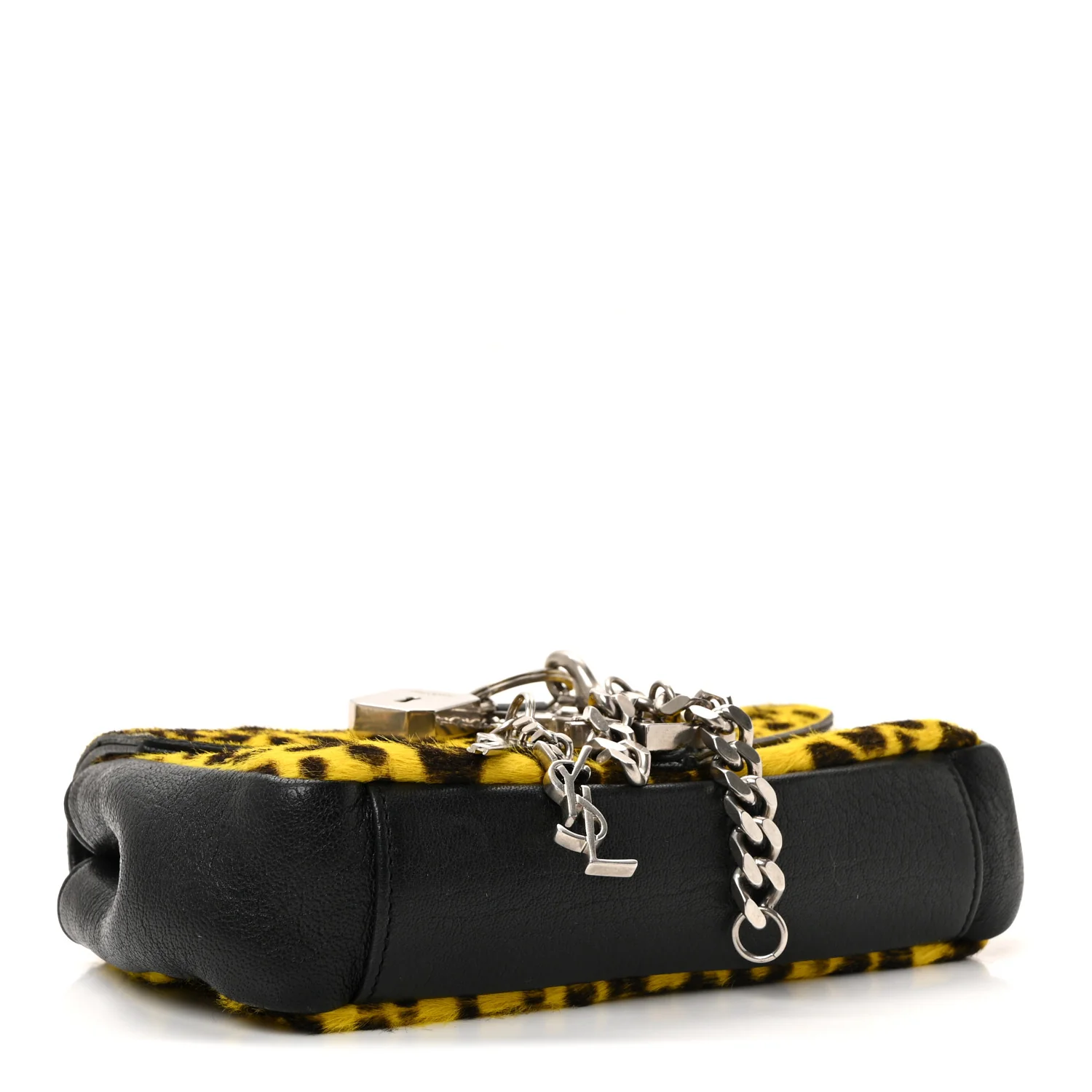 Pony Hair Calfskin Monogram Leopard Print Baby Punk Chain Bag Yellow - Image 4