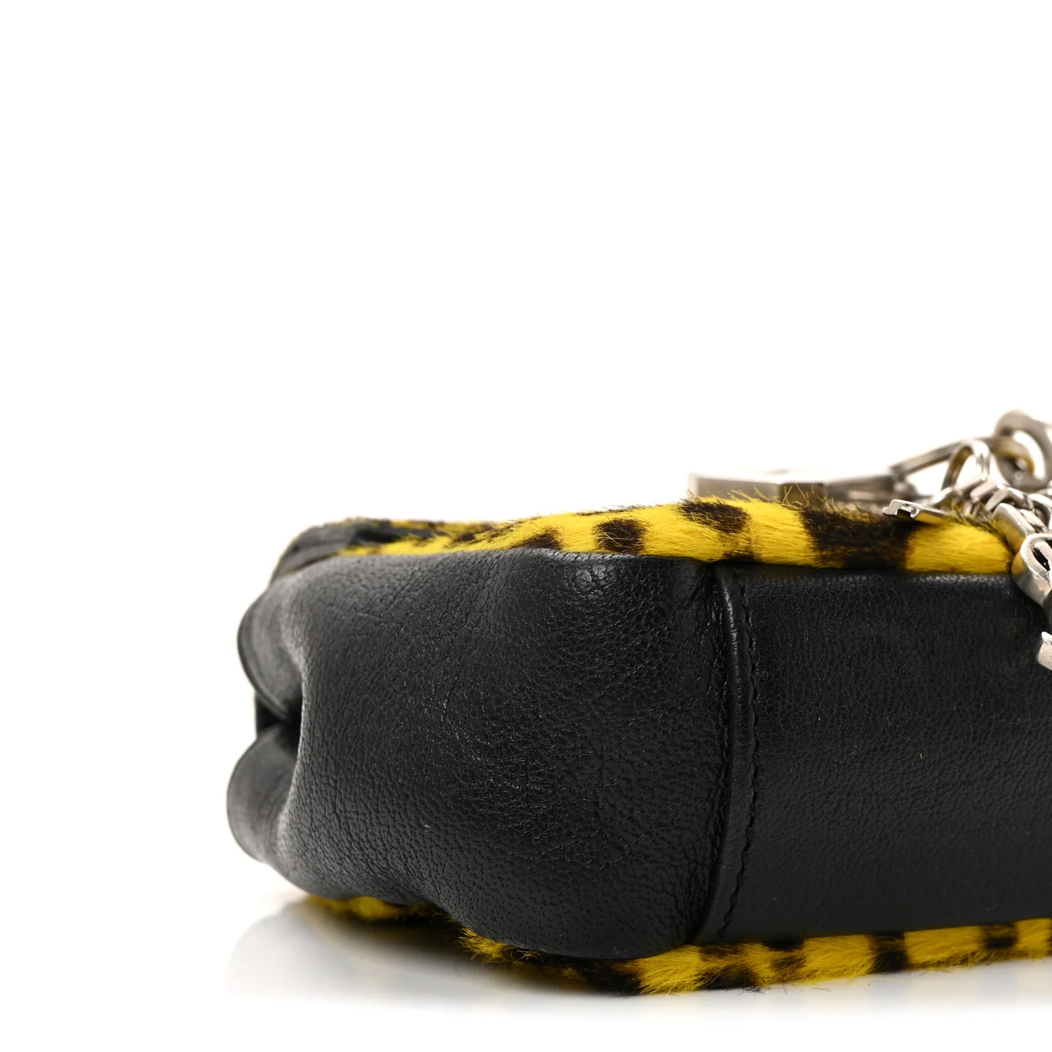 Pony Hair Calfskin Monogram Leopard Print Baby Punk Chain Bag Yellow - Image 8