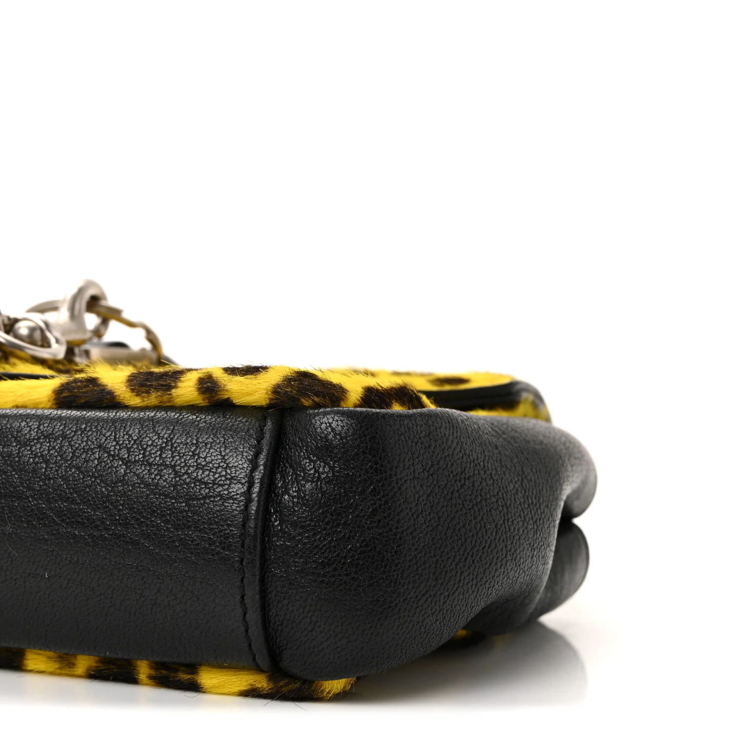 Pony Hair Calfskin Monogram Leopard Print Baby Punk Chain Bag Yellow - Image 9