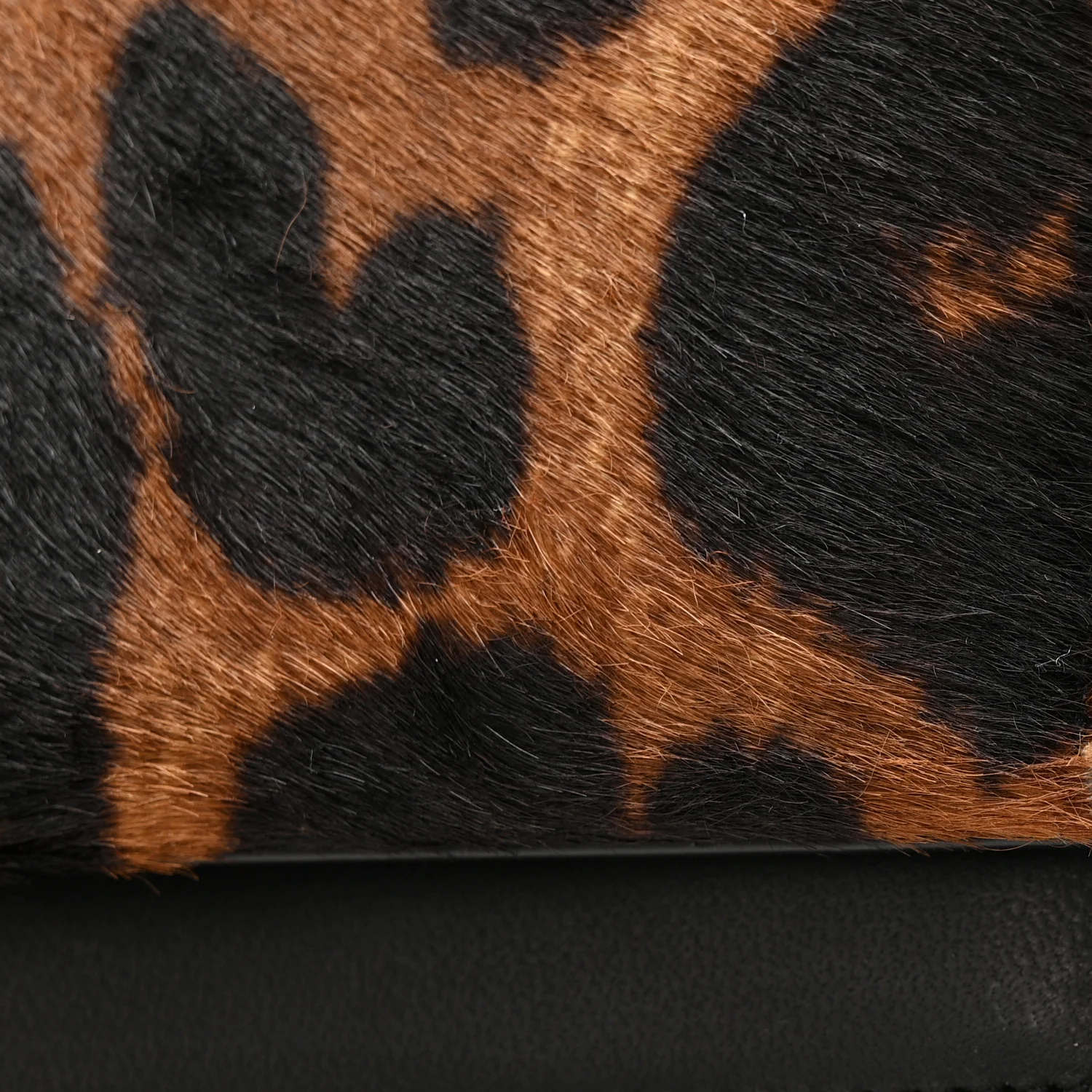 Pony Hair Leopard Print Classic Monogram Kate Tassel Chain Wallet Black - Image 10